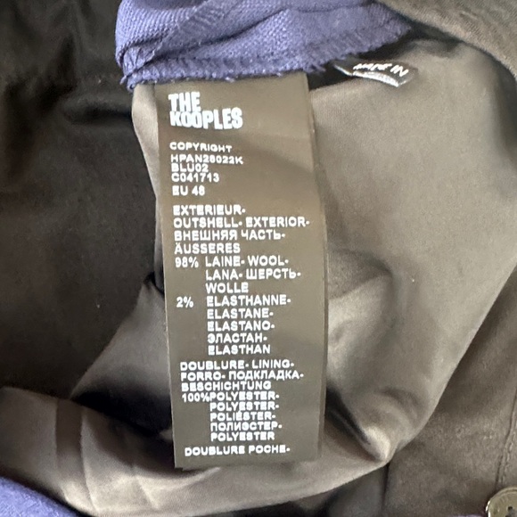 Men's Kooples Navy Blue Dress Pants fr size 48 - Picture 7 of 7